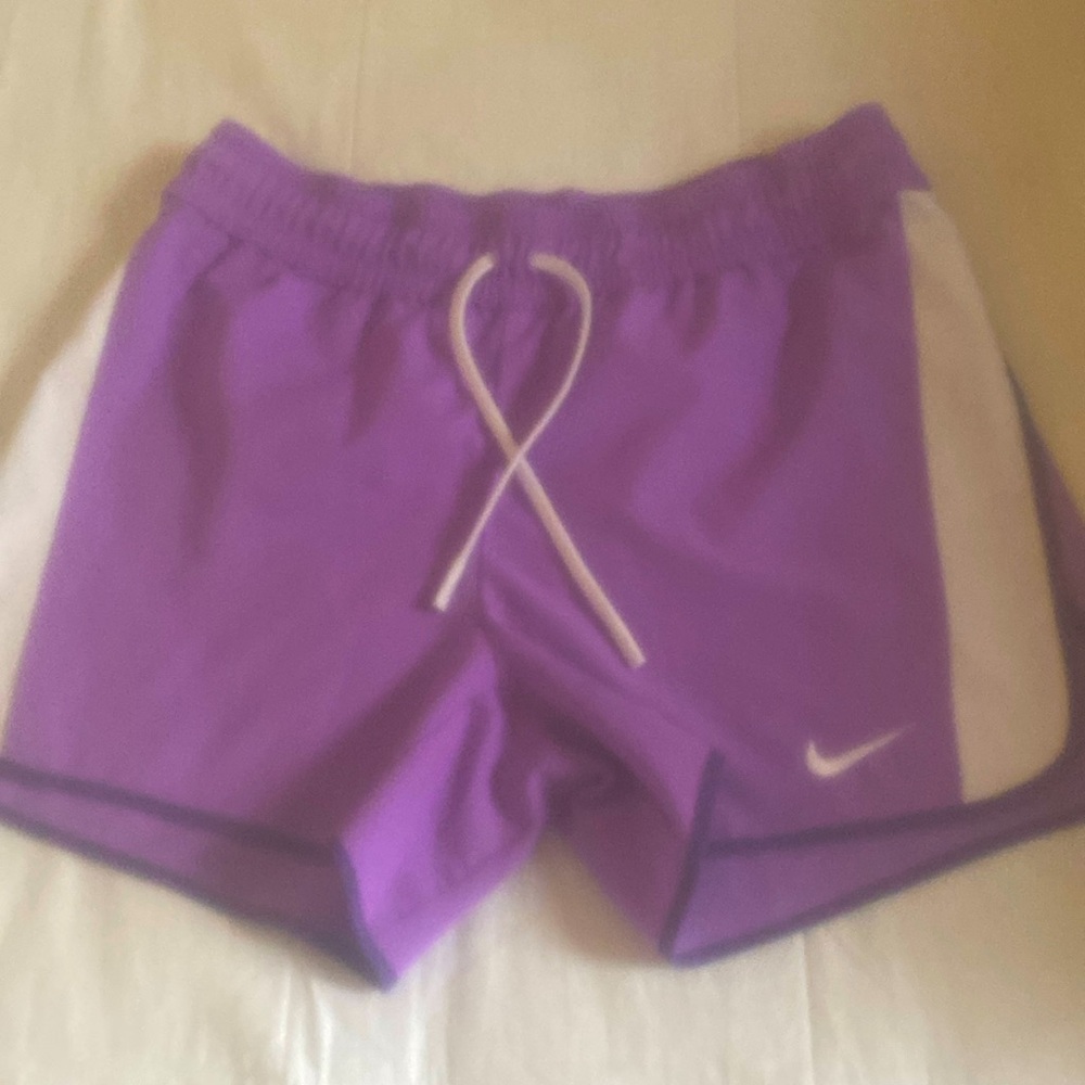 NIKE Dri-Fit Sports Shorts Small Purple/White